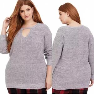 Torrid Gray Marl Keyhole Tunic Knit Sweater Plus Size 3X